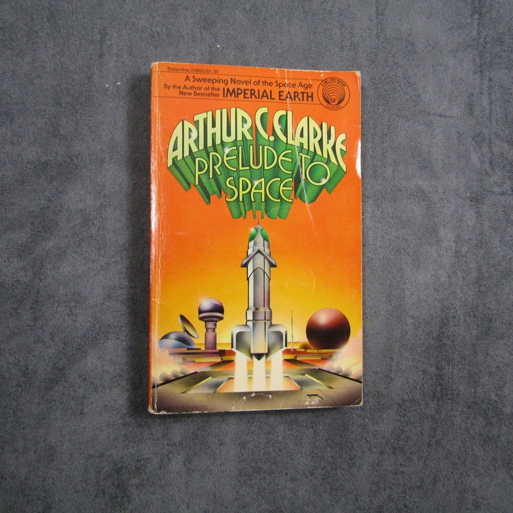 Arthur C. Clarke Prelude to Space Book OS Orange Vintage Sci-Fi Paperback 1976